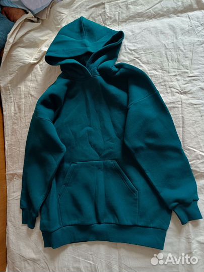 Толстовка худи оверсайз изумрудная