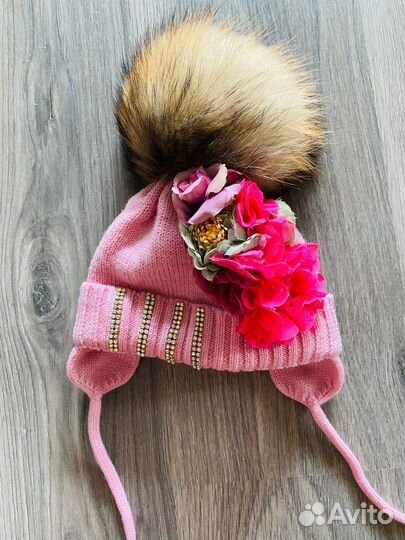 Шапка зимняя для девочки из мериноса