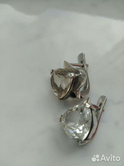 Серьги серебряные с цитрином