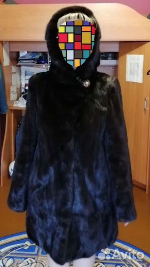Шуба норковая с капюшоном 46-48