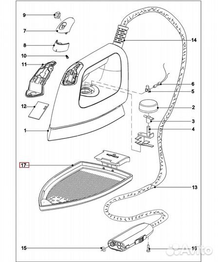 Подошва антипригарная утюга Miele M.-Nr.9720940