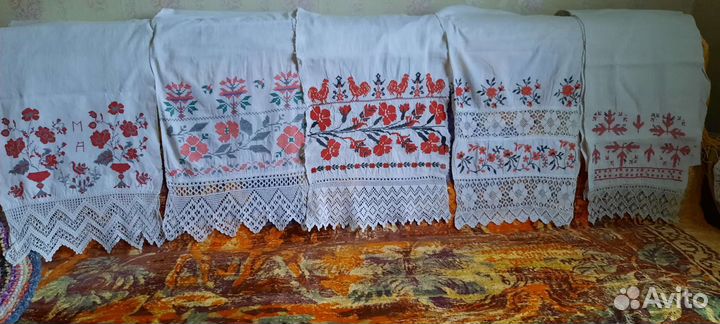 Рушники с кружевом старинные