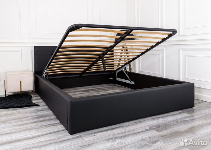 Кровать с подъемным механизмом 140х200 черная Роза