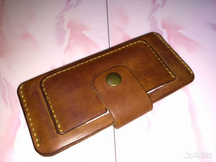 Кожаный чехол для телефона ручная работа