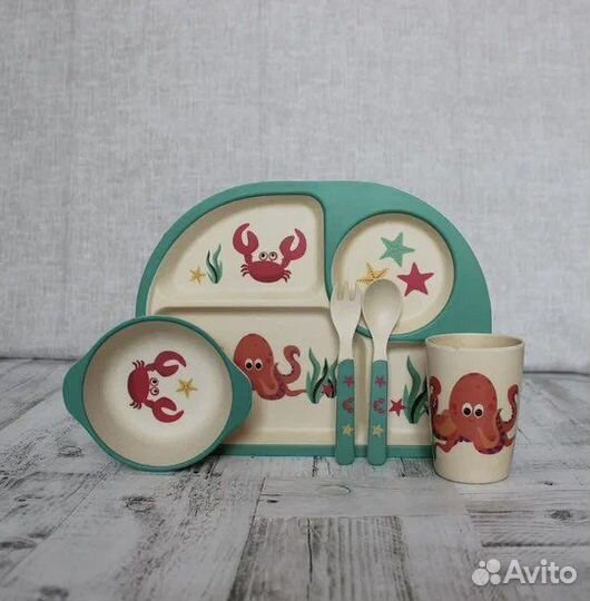 Детская посуда из бамбука (бамбуковое волокно)