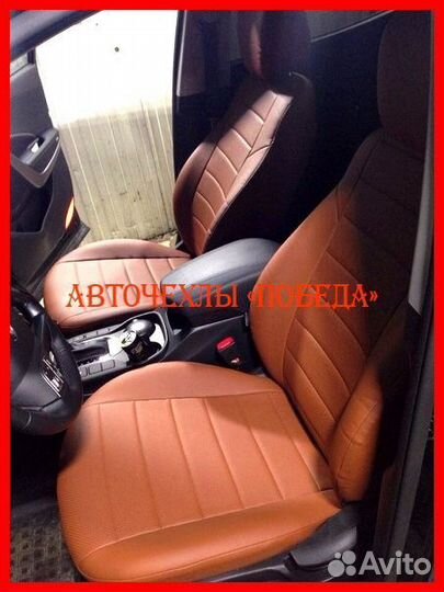 Чехлы Hyundai Santa-Fe 3 из экокожи коричневые