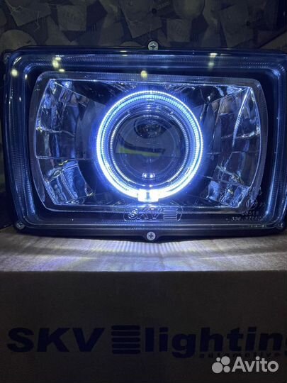 Фара Камаз, Маз, LED с ангельскими глазками, кт2шт