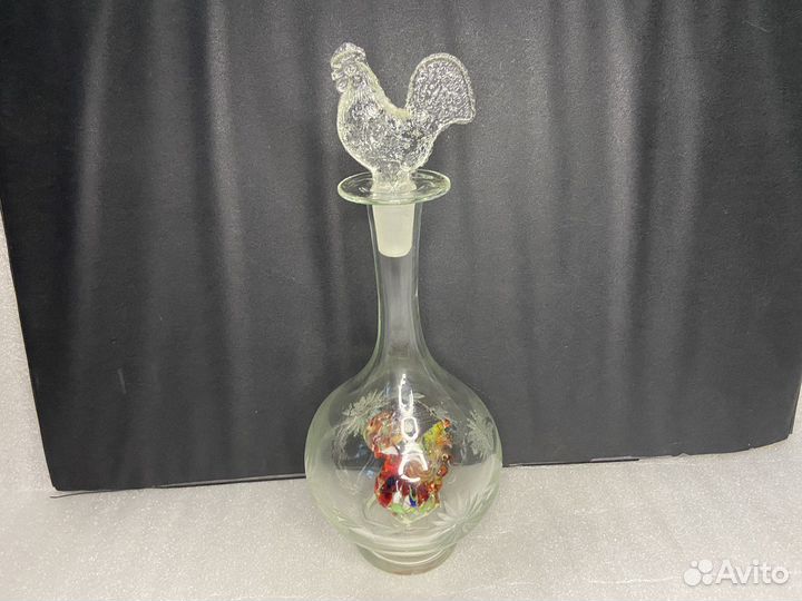 Графин Штоф Петух внутри стекло Пробка Петух