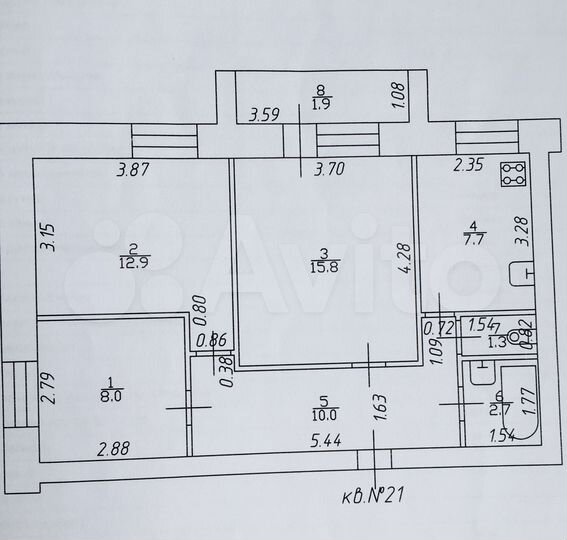 3-к. квартира, 61 м², 1/5 эт.