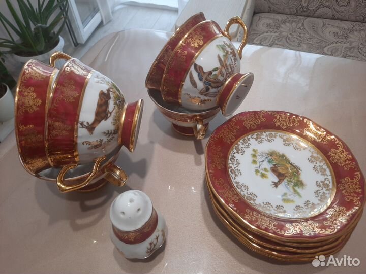 Блюдо кобальт,Царская охота,Чехия,оригинал 