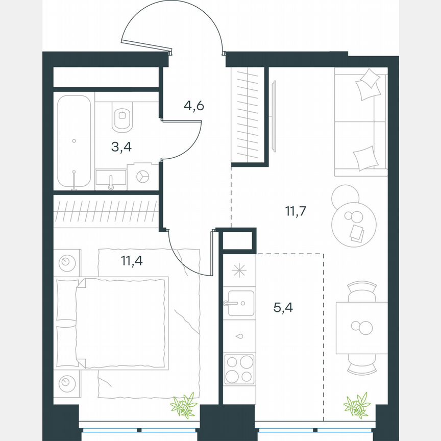2-к. квартира, 36,5 м², 21/64 эт.