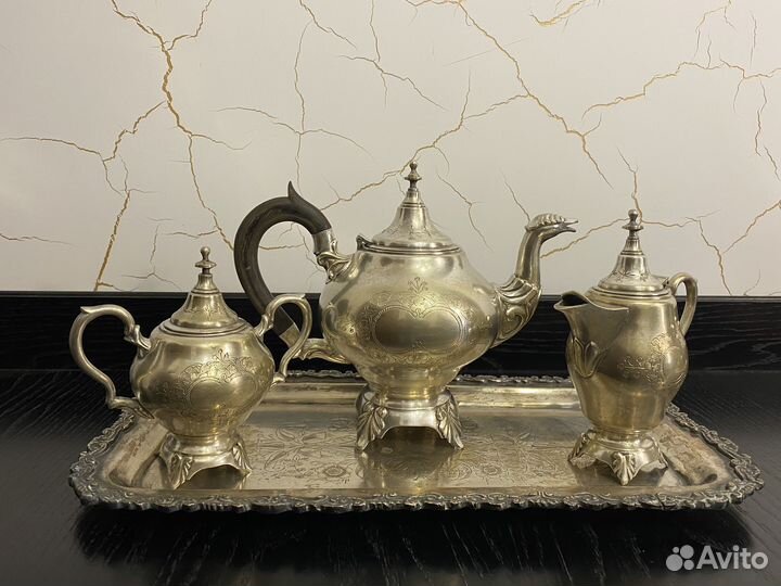 Старинный Латунный сервиз серебрение