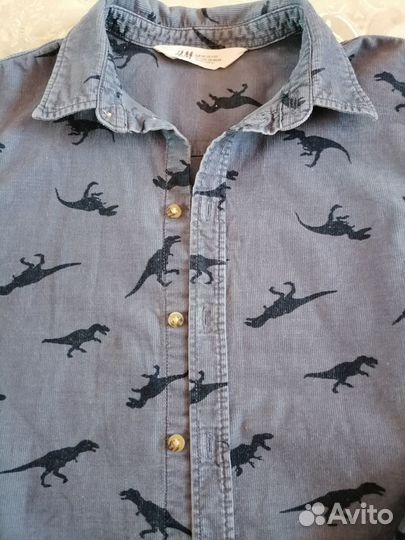 Рубашка H&M 140р.синяя