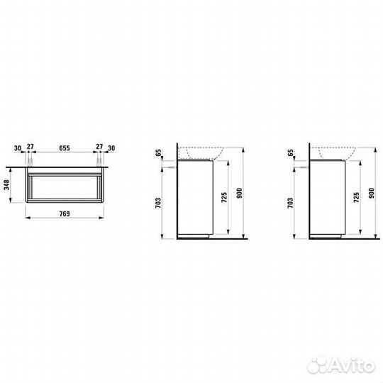 Laufen INO Тумба под раковину 77x35x78см, напольна