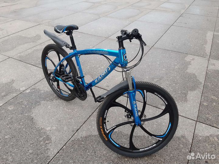 Велосипед-горный на литых дисках хром,сине-темный