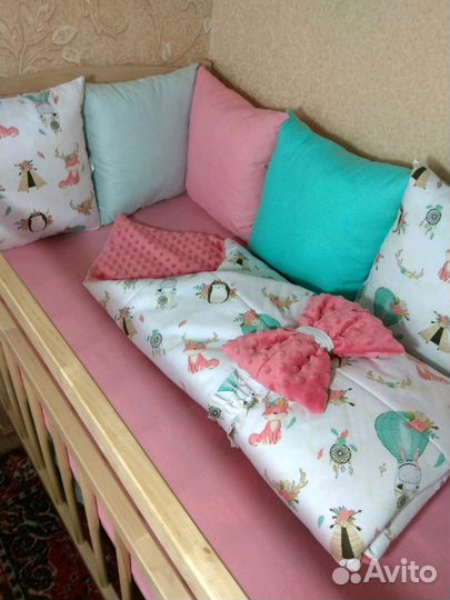 Бортики, одеяло-конверт на выписку, гнёздышко