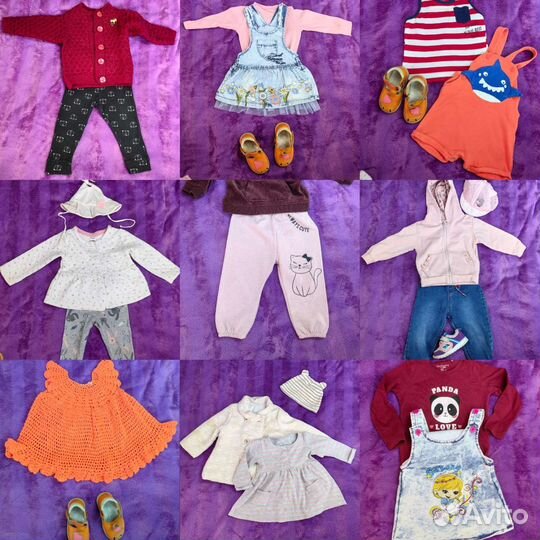 Пакет вещей (22 шт) на девочку 74-80-86