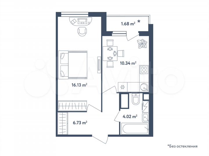 1-к. квартира, 38,1 м², 4/4 эт.