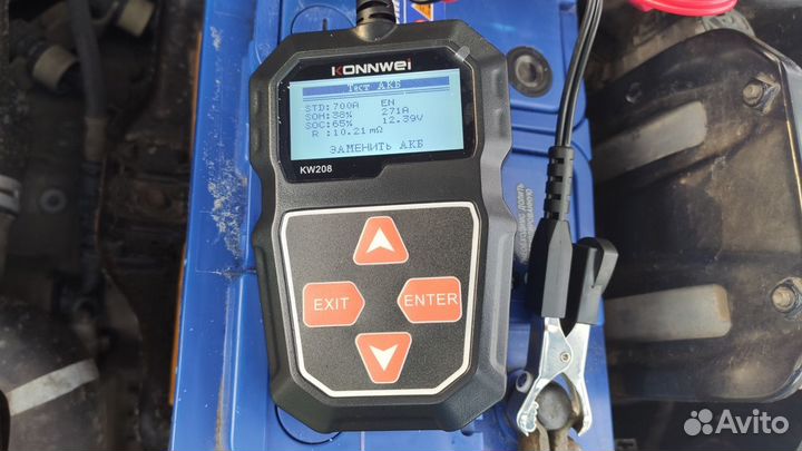 Тестер автомобильных аккумуляторов konnwei KW208