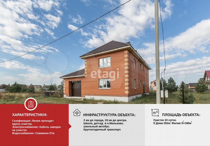 Коттедж 252 м² на участке 10 сот.