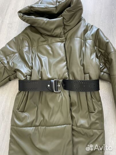 Пуховик женский экокожа 42