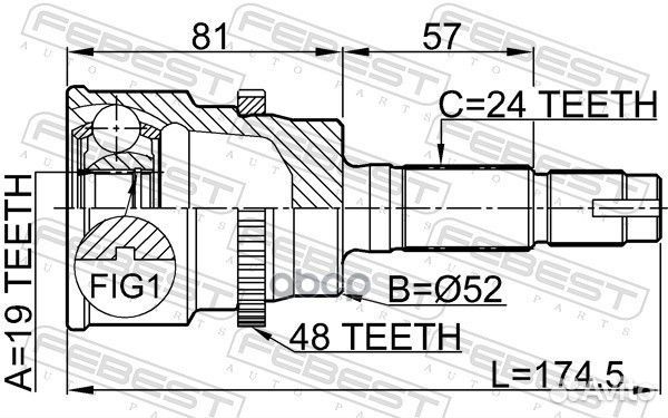 Шрус наружный 19x52x24 (toyota cami J100E/J102E