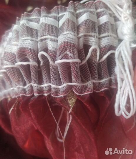 Штора органза тюль 6 метров бордовый