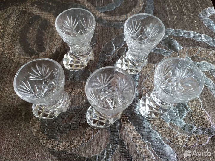 Стопки хрустальные Сапожок (СССР) 5 шт