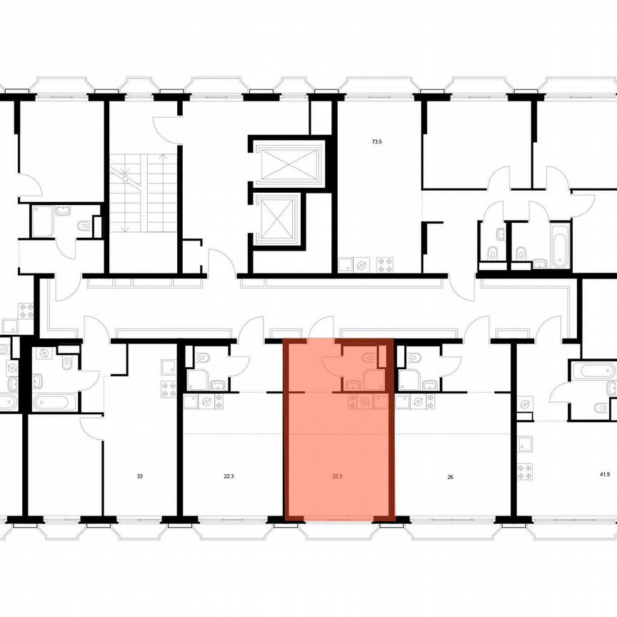 Квартира-студия, 22,3 м², 10/16 эт.