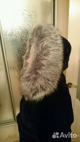 Шуба с капюшоном из мутона
