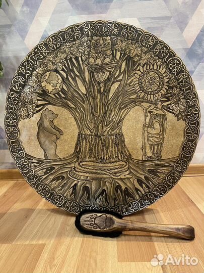 Бубен шаманский с росписью