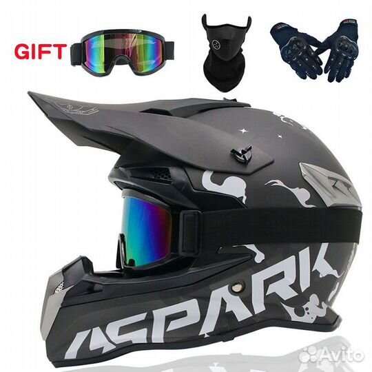 Новые шлемы для мотокросса + очки, перчатки, маска