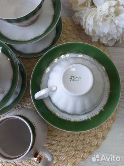 Набор чашек с блюдцем Белый лебедь дулево