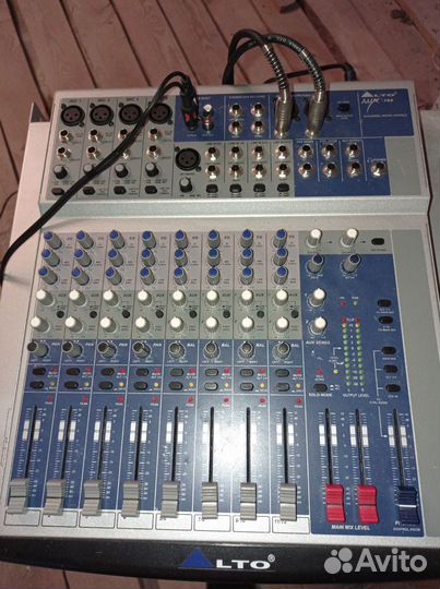 Акустические колонки + усилитель + микшер