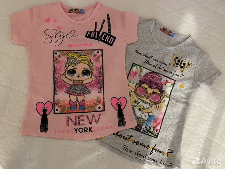 Футболки LOL новые на девочку 98