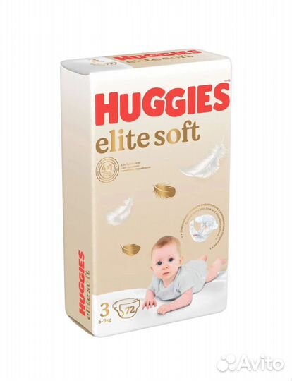 Подгузники Huggies Elite Soft 3 5-9кг 72шт