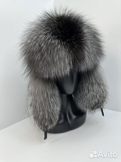 Шапка -ушанка из меха чернобурки