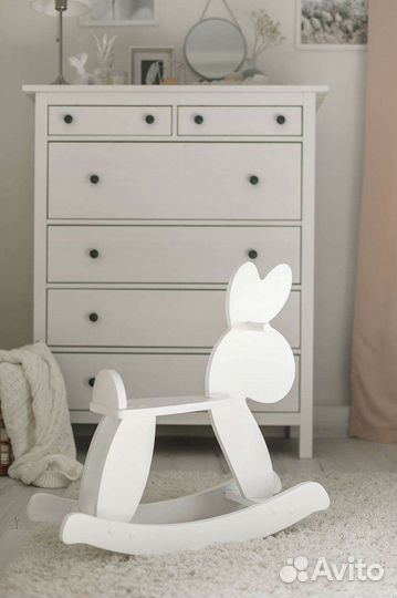 Детская лошадка качалка деревянная