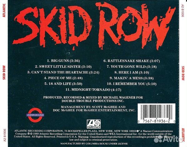 CD Skid Row - Skid Row (1989)