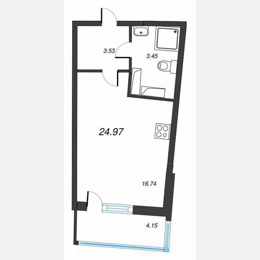Квартира-студия, 27,9 м², 21/22 эт.