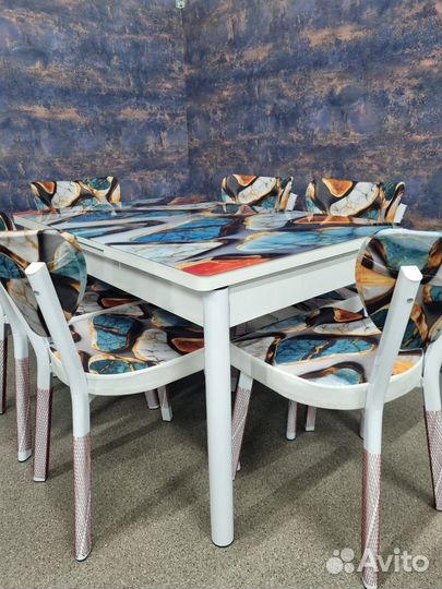 Кухонный стол раскладной и стулья 6 шт