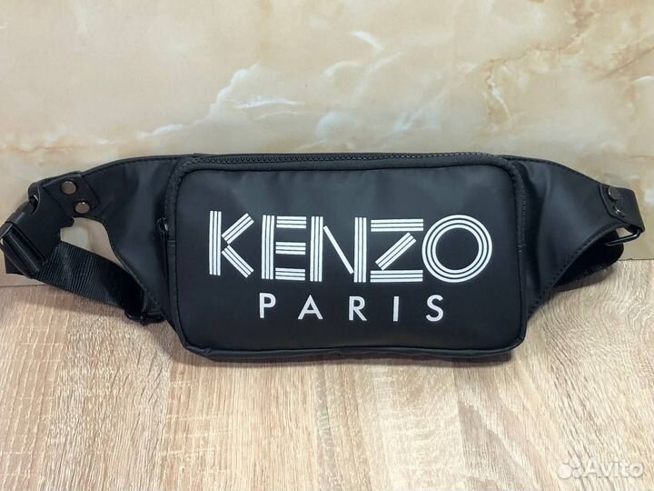 Сумка Kenzo Paris поясная мужская, чёрная. Новая