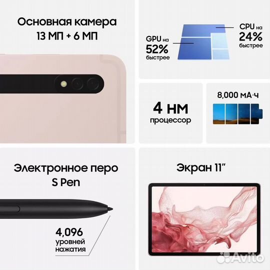 Samsung Tab S8 5G 8/128Gb (SM-X706B) (Pink Gold)