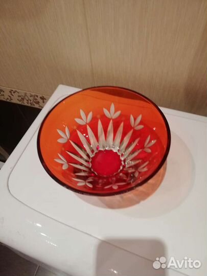 Салатник, красный хрусталь СССР