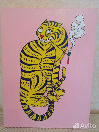 Картина поп-арт, татуировки ирэдзуми. Акрил. Холст