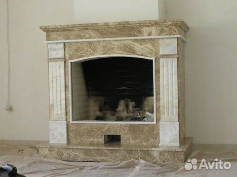 Камин из мрамора, облицовка, полки