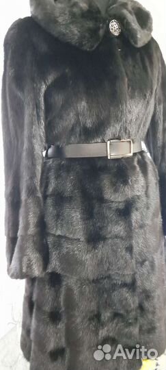 Шуба норковая с капюшоном 44 46 черная