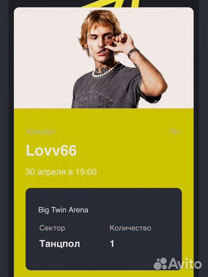 Билет на концерт lovv66