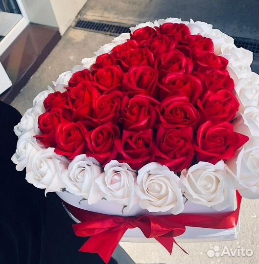 Букеты из мыльных роз в форме сердца