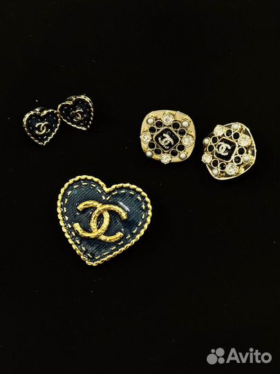 Серьги брошь chanel
